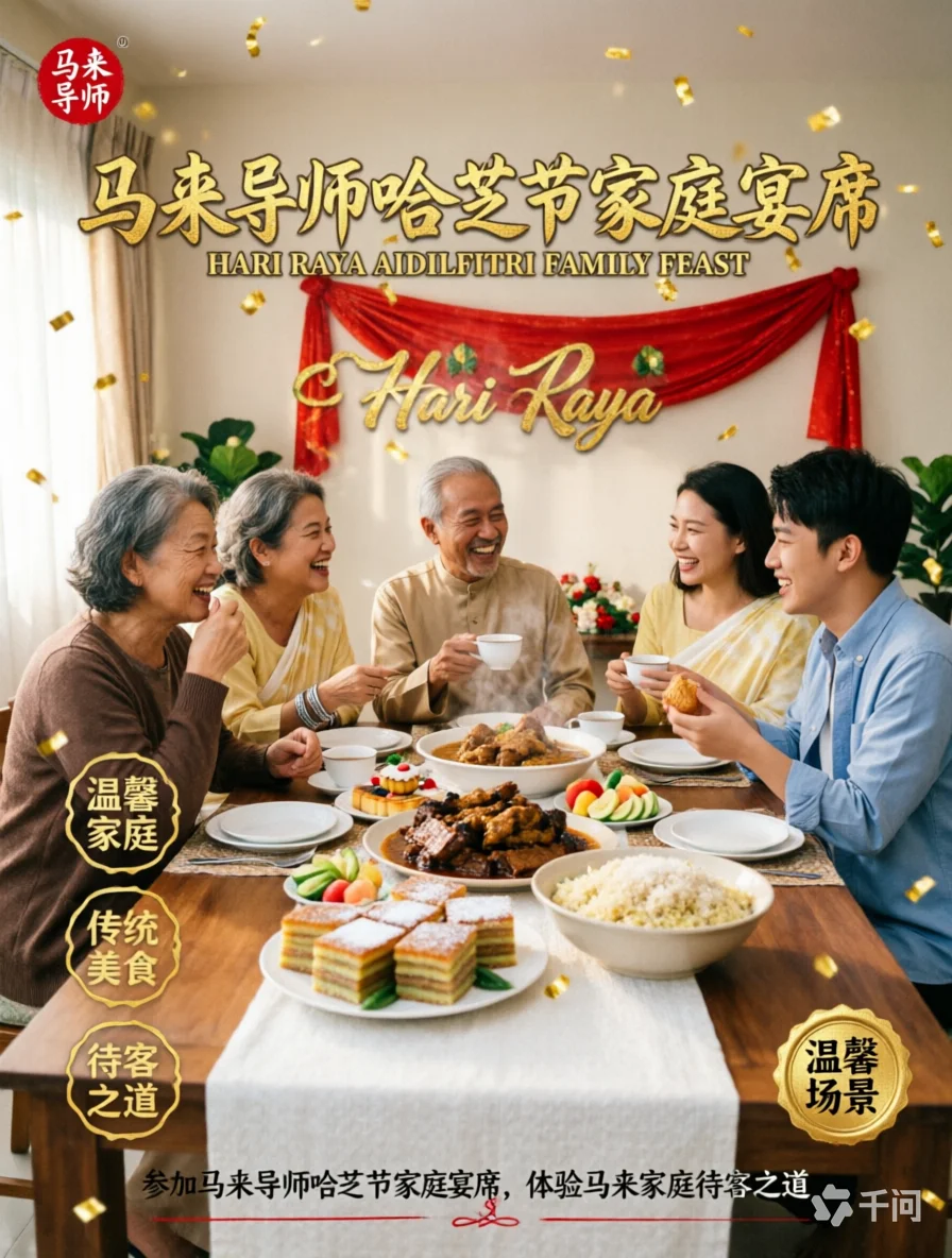 参加马来导师哈芝节家庭宴席，马来家庭待客